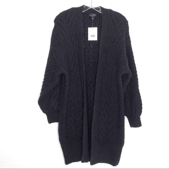 Topshop Sweaters - TopShop Cable Knit Navy Blue Cardigan US 6 NWT